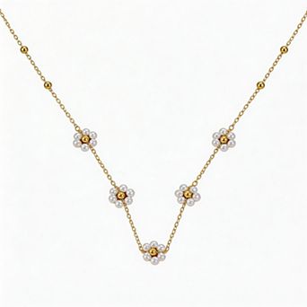 Kaelin Home Womens Daisy Pearl Plated Choker Bridesmaid Jewelry Gift