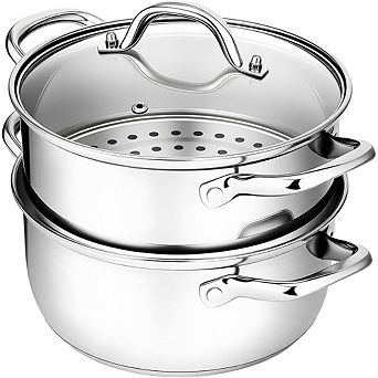 Stainless Steel Steamer Pot with Food Basket for Soup, Veggies & More