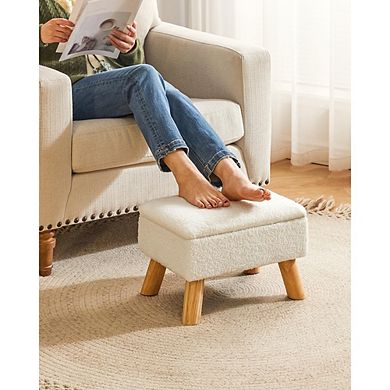 Teddy Velvet Storage Ottoman, Padded Seat, Wood Legs, Multi-Use Footstool