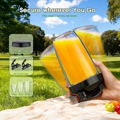 Portable Smoothie Blender, 25,000 RPM, Personal Blenders with Multiple Cups & Lids