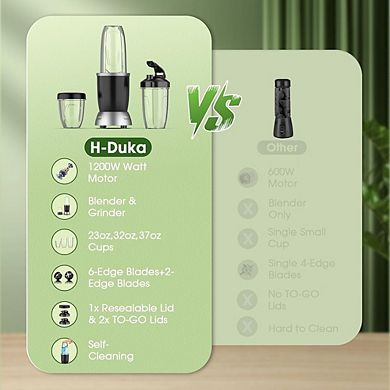 Portable Smoothie Blender, 25,000 RPM, Personal Blenders with Multiple Cups & Lids