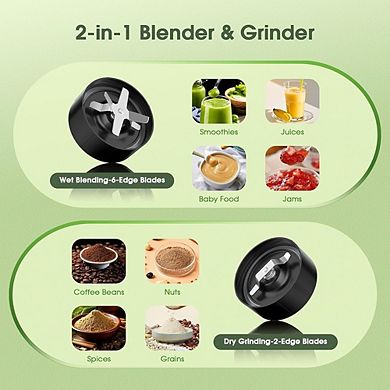 Portable Smoothie Blender, 25,000 RPM, Personal Blenders with Multiple Cups & Lids