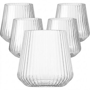 Plastic Ribbed Wine & Cocktail Glasses Set of 40, 14 oz, Unbreakable & Reusable