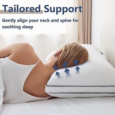 Pillows Queen Size Set of 2, Soft and Supportive 3D Down Alternative Bed Pillow for Sleeping