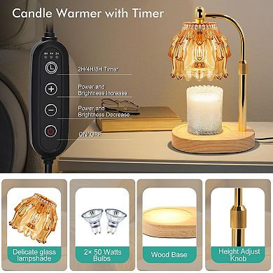 Candle Warmer Lamp with Timer, Electric Wax Melt Warmer with Adjustable Height and Dimmer for Home