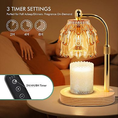 Candle Warmer Lamp with Timer, Electric Wax Melt Warmer with Adjustable Height and Dimmer for Home