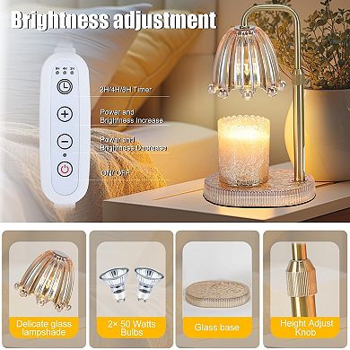 Candle Warmer Lamp with Timer, Adjustable Height & Dimmer, Electric Wax Melt for Home Decor Gifts