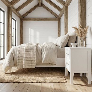 Wood Nightstand with 2 Drawers