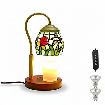 Candle Warmer Lamp Timer Dimmer Adjustable Height, Stained Glass Jar Wax Melter with 2 Bulbs