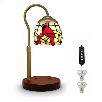 Candle Warmer Lamp Timer Dimmer Adjustable Height, Stained Glass Jar Wax Melter with 2 Bulbs