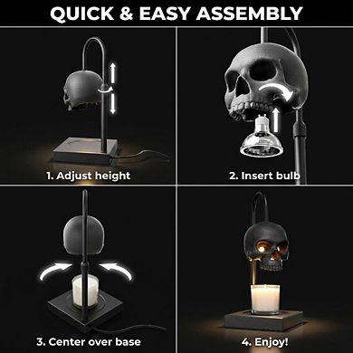 Black Gothic Candle Warmer Lamp with Timer Dimmer Adjustable Height 2 Bulbs (Candles NOT Included)