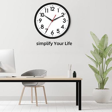 10 Inch Wall Clock Silent Non-Ticking Analog Modern Simple Design Big Numerals for Office Home