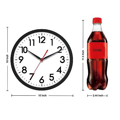 10 Inch Wall Clock Silent Non-Ticking Analog Modern Simple Design Big Numerals for Office Home