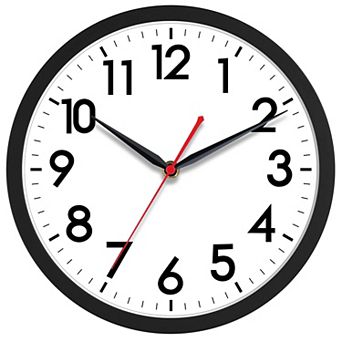 10 Inch Wall Clock Silent Non-Ticking Analog Modern Simple Design Big Numerals for Office Home