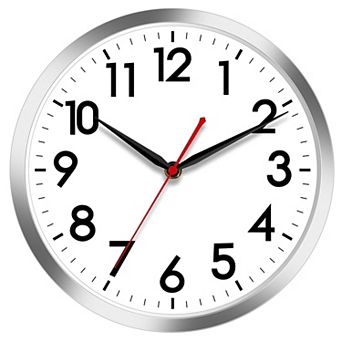 10 Inch Wall Clock Silent Non-Ticking Analog Modern Simple Design Big Numerals for Office Home