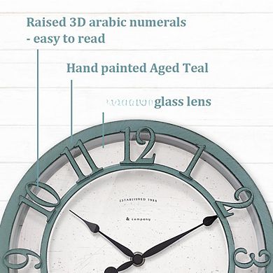 10" Farmhouse Wall Clock Shiplap Style Silent No Ticking 3D Arabic Numeral