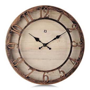 10" Farmhouse Wall Clock Shiplap Style Silent No Ticking 3D Arabic Numeral