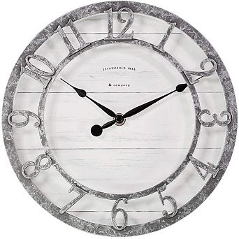10" Farmhouse Wall Clock Shiplap Style Silent No Ticking 3D Arabic Numeral