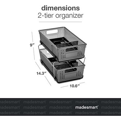 Two-Tier Under Cabinet Sliding Organizer, Storage for Bottles & Supplies