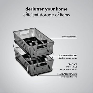 Two-Tier Under Cabinet Sliding Organizer, Storage for Bottles & Supplies