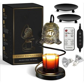 Candle Warmer Lamp with Timer Dimmer Remote 2 Trays Electric Jar Candle Heater Flameless Home Decor