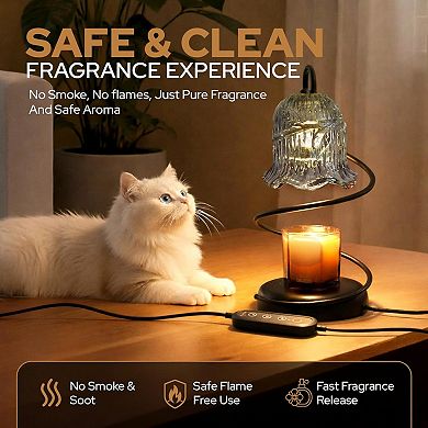 Candle Warmer Lamp with Timer Dimmer Remote 2 Trays Electric Jar Candle Heater Flameless Home Decor