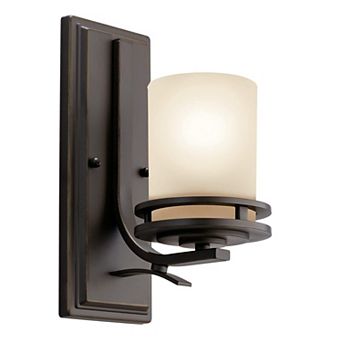 12" Wall Light Fixture Olde Bronze Umber Etched Glass 1-Light Bedroom Living Room