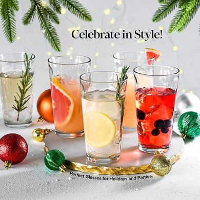 Highball Glass Set, Durable Drinking Cups for Water & Cocktails
