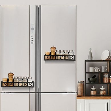 Magnetic Spice Rack Basket for Fridge, Metal Kitchen Seasoning Organizer