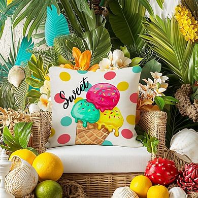 Summer Pillow Covers Set of 4, Ice Cream Popsicle Sunshine Farmhouse Decor