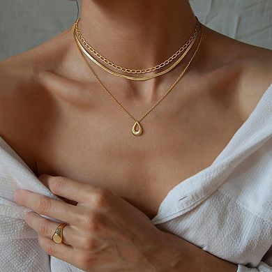 Kaelin Home Womens 14K Plated Herringbone Layered Choker Necklace Set