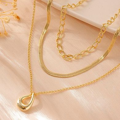 Kaelin Home Womens 14K Plated Herringbone Layered Choker Necklace Set