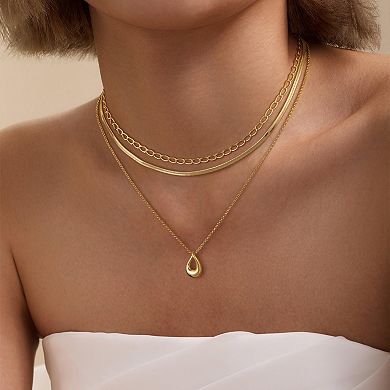 Kaelin Home Womens 14K Plated Herringbone Layered Choker Necklace Set