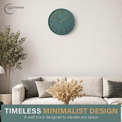 Clockswise 11" Modern Minimalist Round Wall Clock Gold Arabic Numerals Dial Analog Display