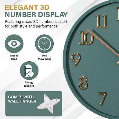 Clockswise 11" Modern Minimalist Round Wall Clock Gold Arabic Numerals Dial Analog Display
