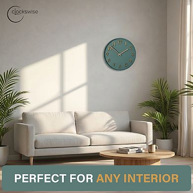 Clockswise 11" Modern Minimalist Round Wall Clock Gold Arabic Numerals Dial Analog Display