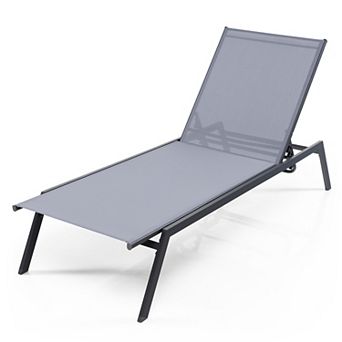 Costway Patio Lounge Chair Chaise Recliner 6-Position Adjustable Back Garden Poolside