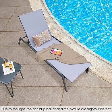 Costway Patio Lounge Chair Chaise Recliner 6-Position Adjustable Back Garden Poolside