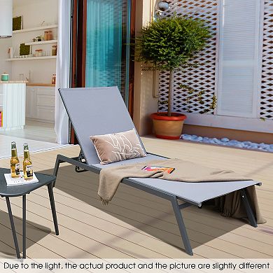 Costway Patio Lounge Chair Chaise Recliner 6-Position Adjustable Back Garden Poolside