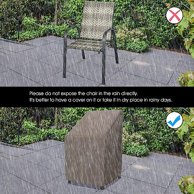 Costway Set of 6 Patio Rattan Dining Chairs Stackable Armrest Garden