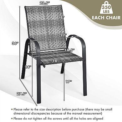 Costway Set of 6 Patio Rattan Dining Chairs Stackable Armrest Garden