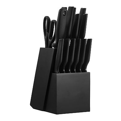 15-Piece German High Carbon Stainless Steel Knife Set with Block and Sharpener PP Ergonomic Handle
