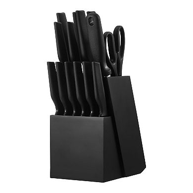 15-Piece German High Carbon Stainless Steel Knife Set with Block and Sharpener PP Ergonomic Handle
