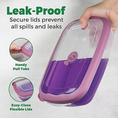 Plastic Food Storage Containers Set, Airtight Lids, BPA-Free, Microwave & Freezer Safe