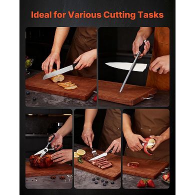 15-Piece High Carbon Stainless Steel Sharp Knife Set with Block and Sharpener Ergonomic Handle