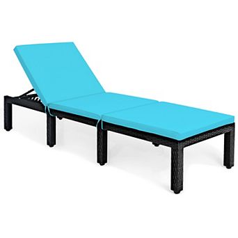 Costway Patio Rattan Lounge Chair Height Adjustable Turquoise