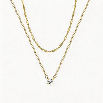 Kaelin Home Womens 14K Plated Layered CZ Diamond Non Tarnish Necklace