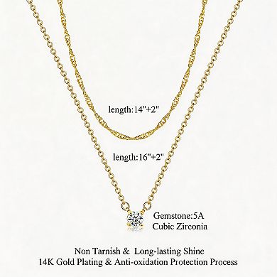 Kaelin Home Womens 14K Plated Layered CZ Diamond Non Tarnish Necklace