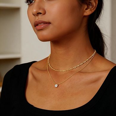 Kaelin Home Womens 14K Plated Layered CZ Diamond Non Tarnish Necklace