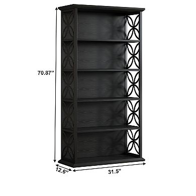 6 Tier Industrial Bookcase With Metal Frame And Open Shelves For Living Room Storage
